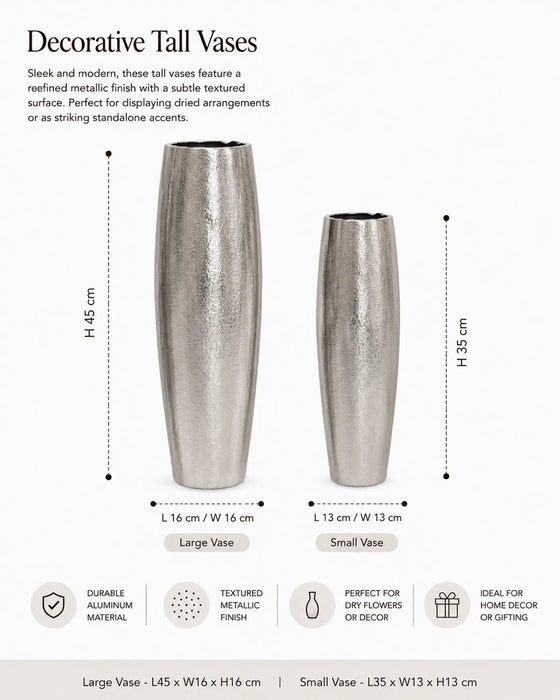 Decorative Metal Vases - Silver Kiana