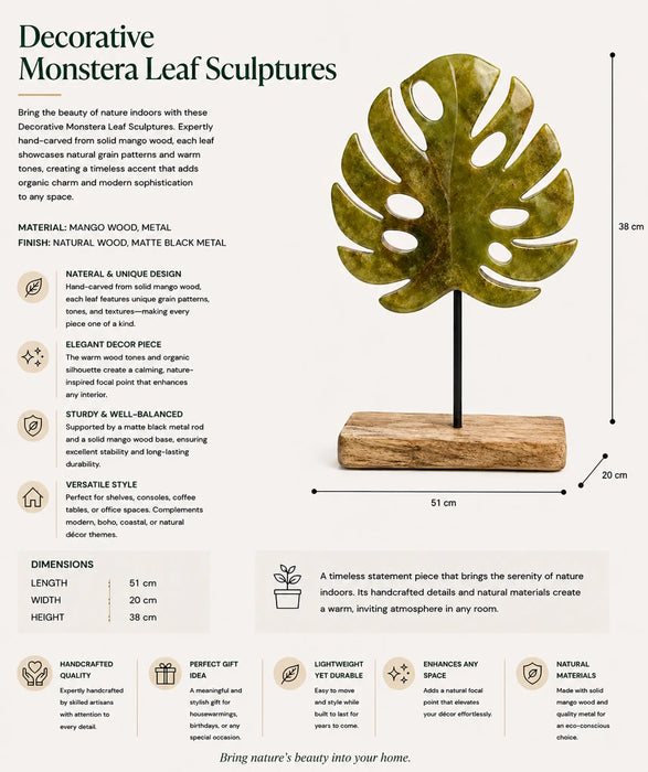 Decorative Monstera Leaf Sculpture - Green Kiana