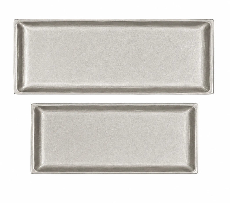 Decorative Rectangle Metal Tray -Silver Kiana