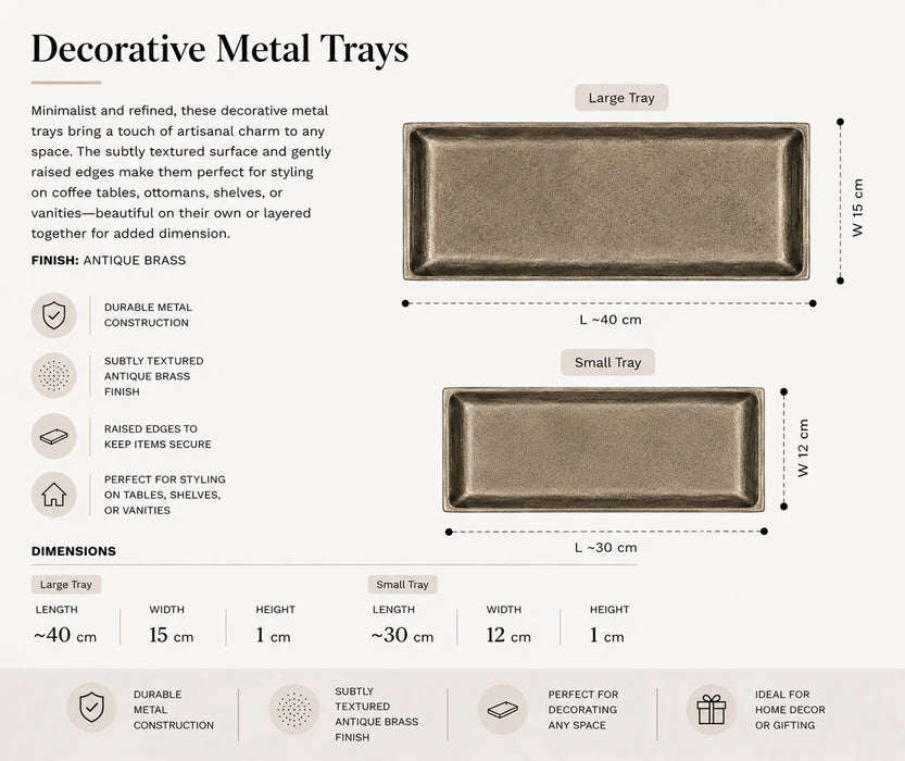 Decorative Rectangle Metal Tray - Bronze Kiana
