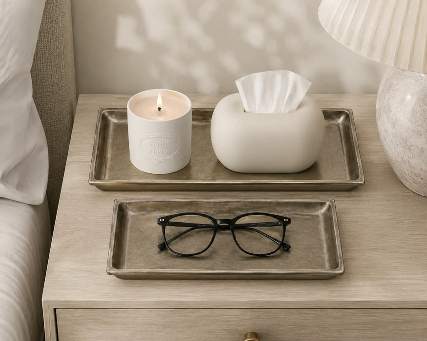 Decorative Rectangle Metal Tray - Bronze Kiana