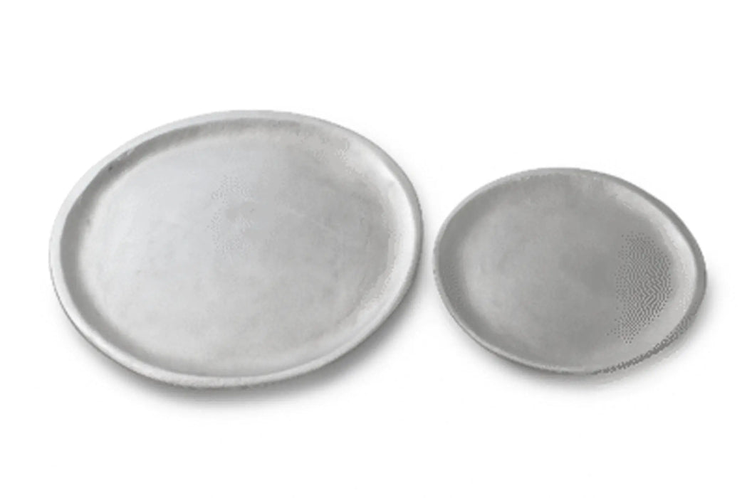 Decorative Round  Metal Tray - Silver Kiana