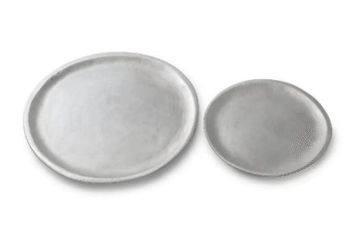 Decorative Round  Metal Tray - Silver Kiana