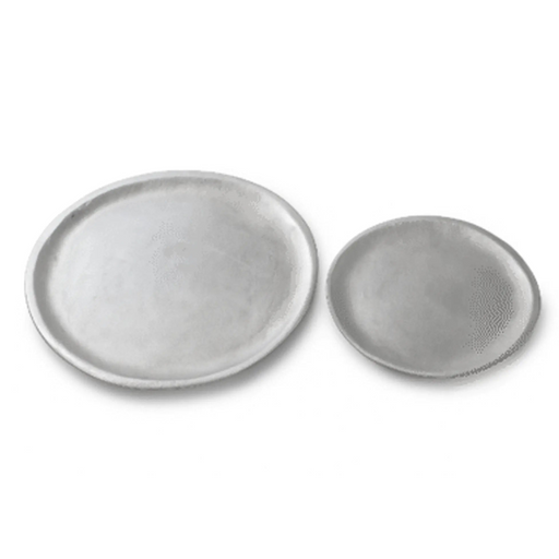 Decorative Round  Metal Tray - Silver Kiana