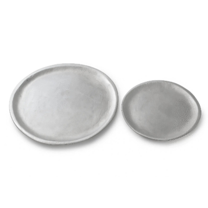 Decorative Round  Metal Tray - Silver Kiana