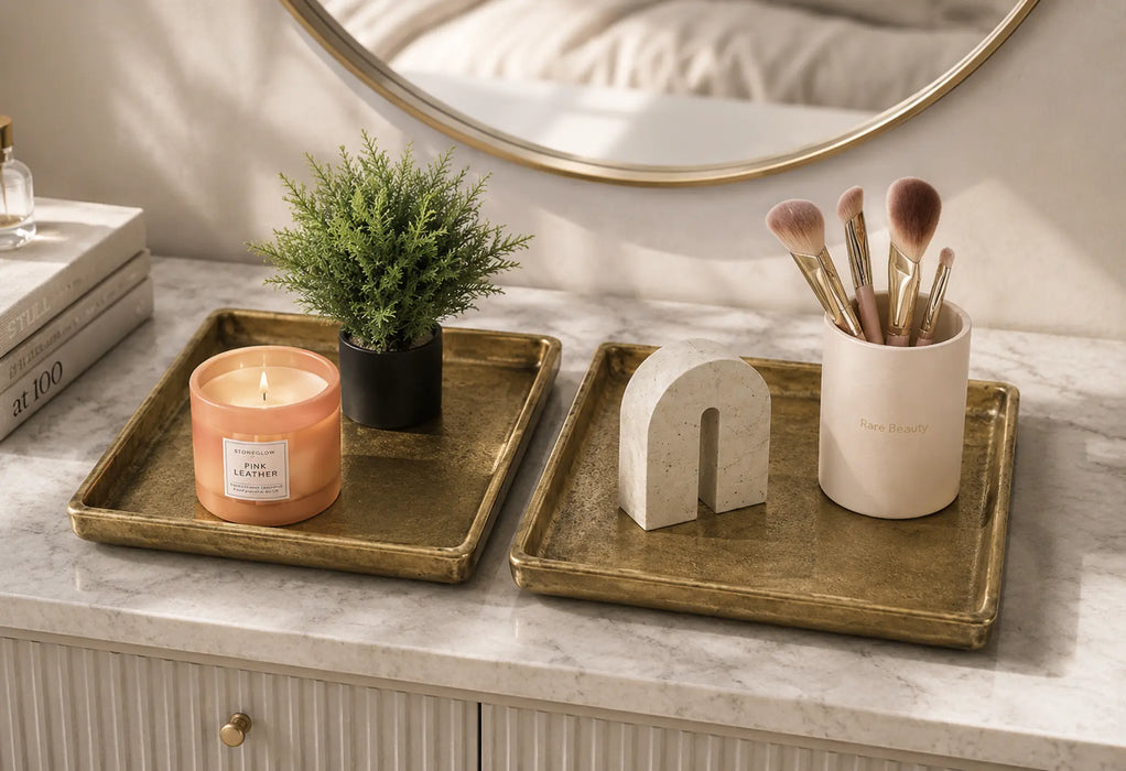 Decorative Square Metal Tray - Bronze Kiana