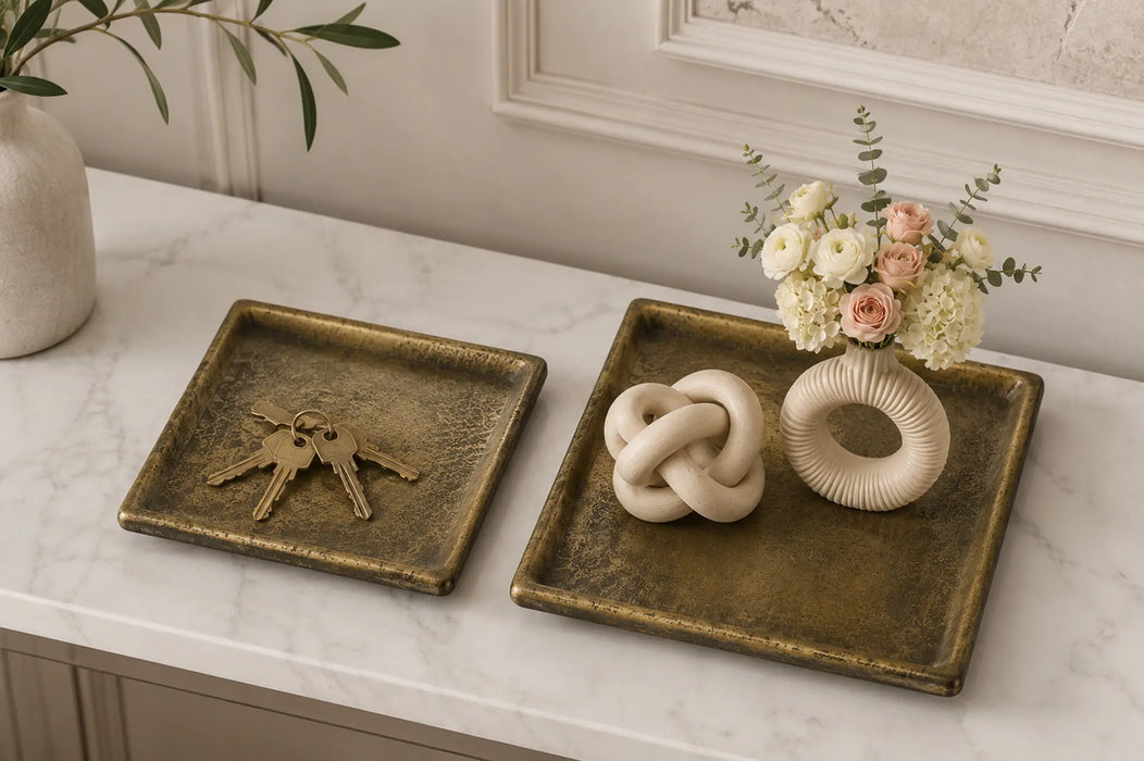 Decorative Square Metal Tray - Bronze Kiana