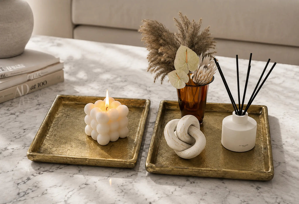 Decorative Square Metal Tray - Bronze Kiana