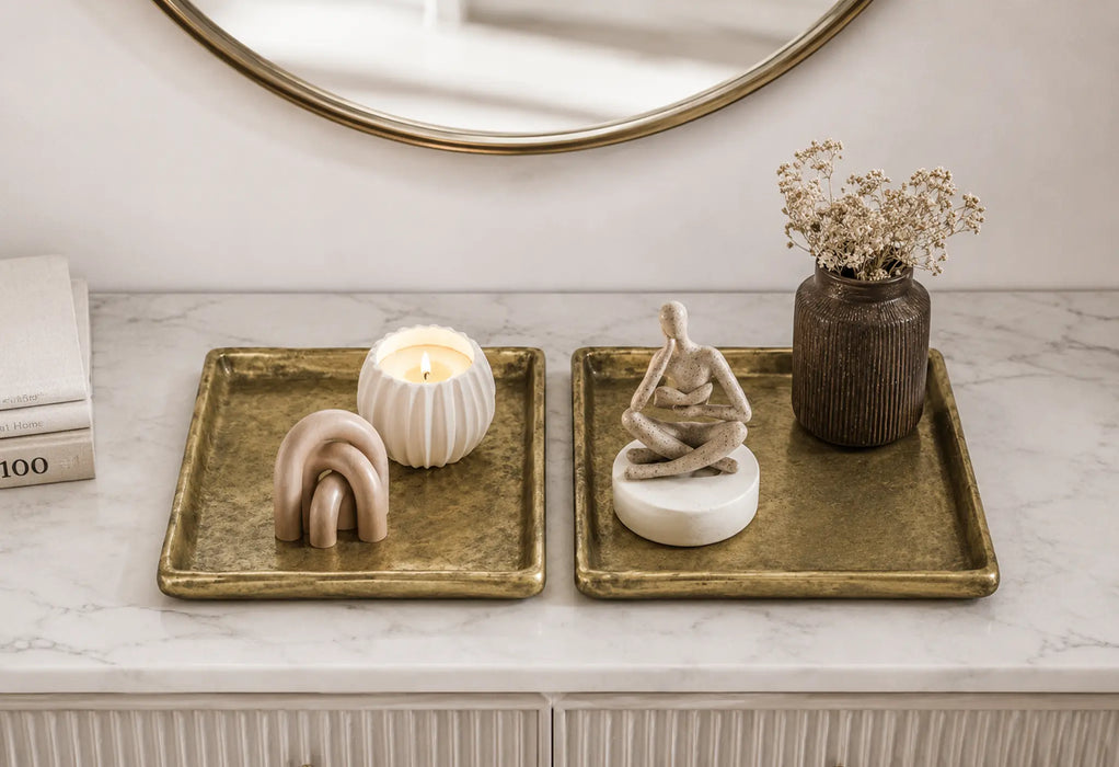 Decorative Square Metal Tray - Bronze Kiana