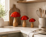 Decorative Wooden Mushroom Sculpture Set - Red Kiana