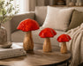 Decorative Wooden Mushroom Sculpture Set - Red Kiana