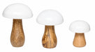 Decorative Wooden Mushroom SculptureSet  - White Kiana