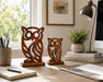 Decorative Wooden Owl  Set - Brown Kiana