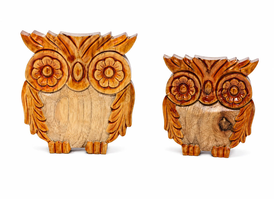 Decorative Wooden Owl Set - Orange Kiana
