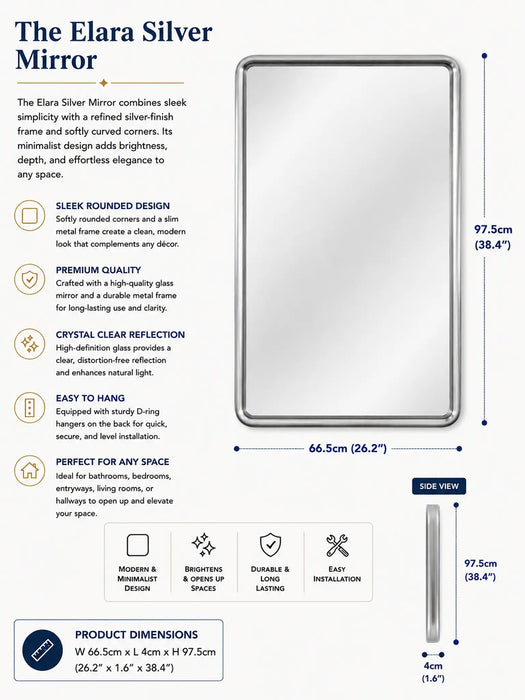 Elara Silver Framed Mirror Kiana