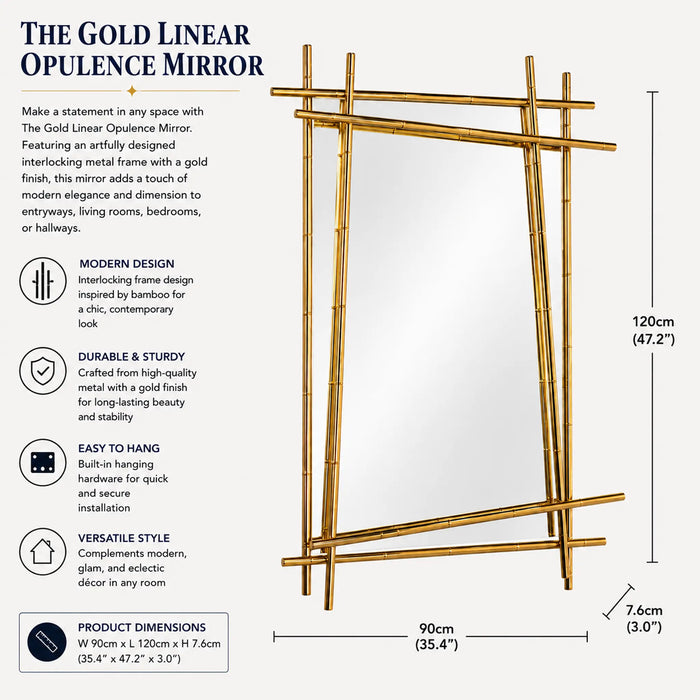 Gold Linear Opulence Framed mirror Kiana