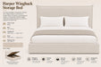 Harper Wingback Queen Size  Storage Bed Kiana