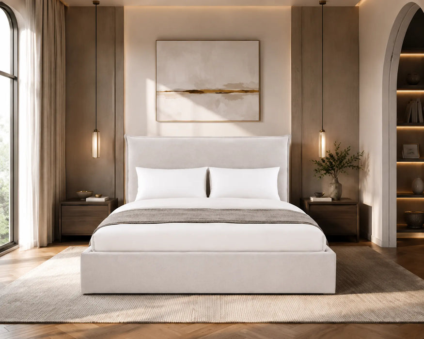 Harper Wingback Queen Size  Storage Bed Kiana