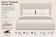 Harper Wingback Queen Size  Storage Bed Kiana