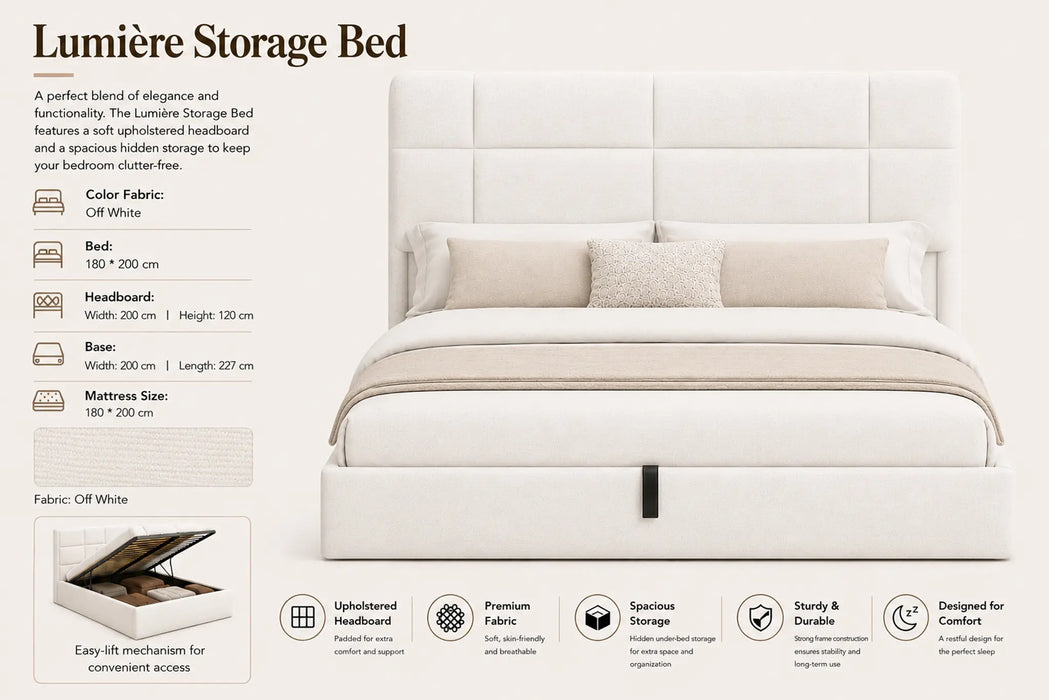Lumière King Size Storage Bed Kiana