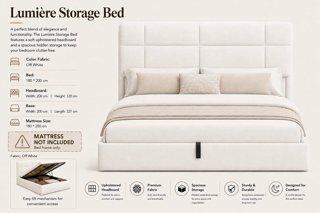 Lumière King Size Storage Bed Kiana