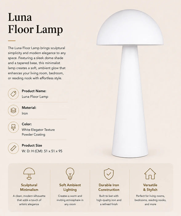 Luna Floor Lamp White Kiana