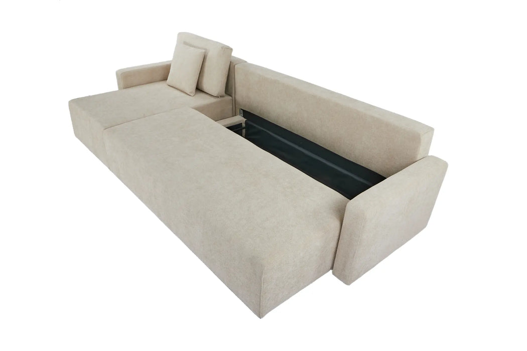 Maison L Shape Sofa Bed Beige Kiana
