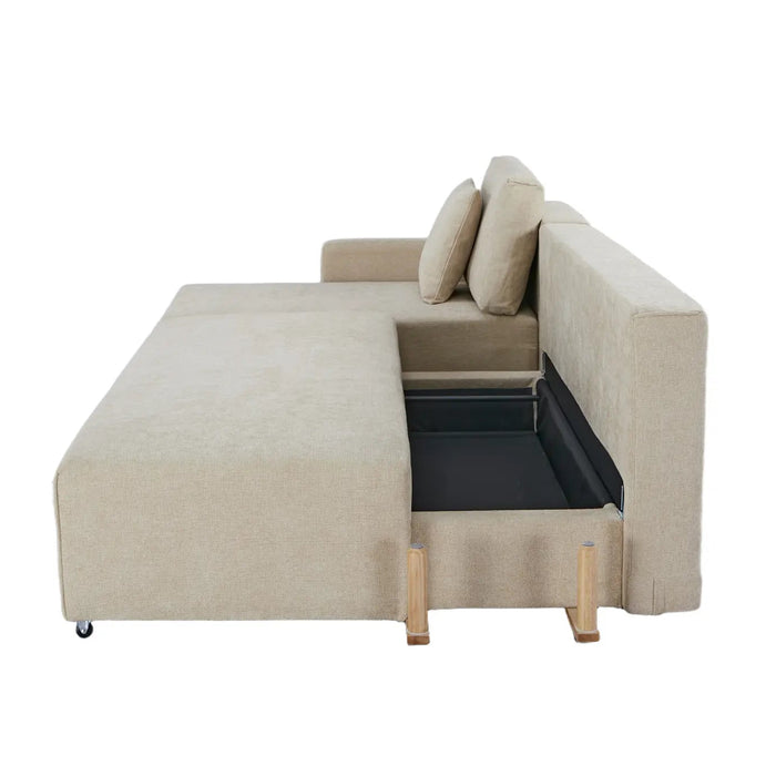 Maison L Shape Sofa Bed Beige Kiana