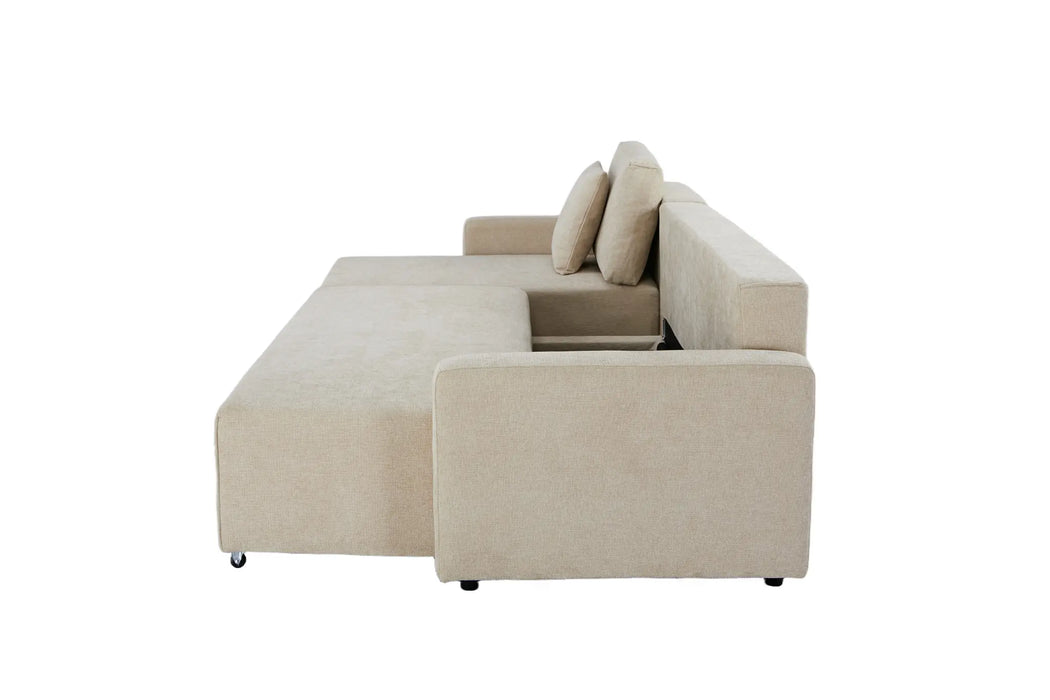 Maison L Shape Sofa Bed Beige Kiana