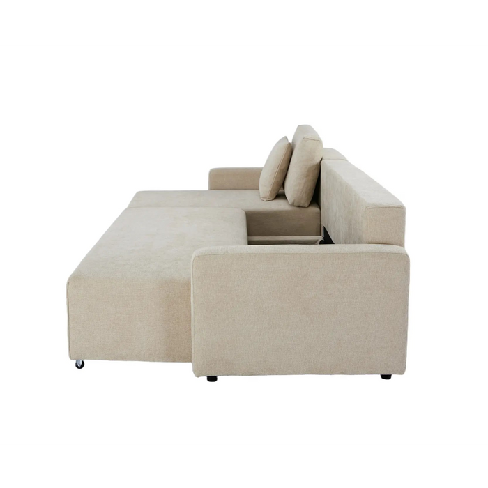 Maison L Shape Sofa Bed Beige Kiana