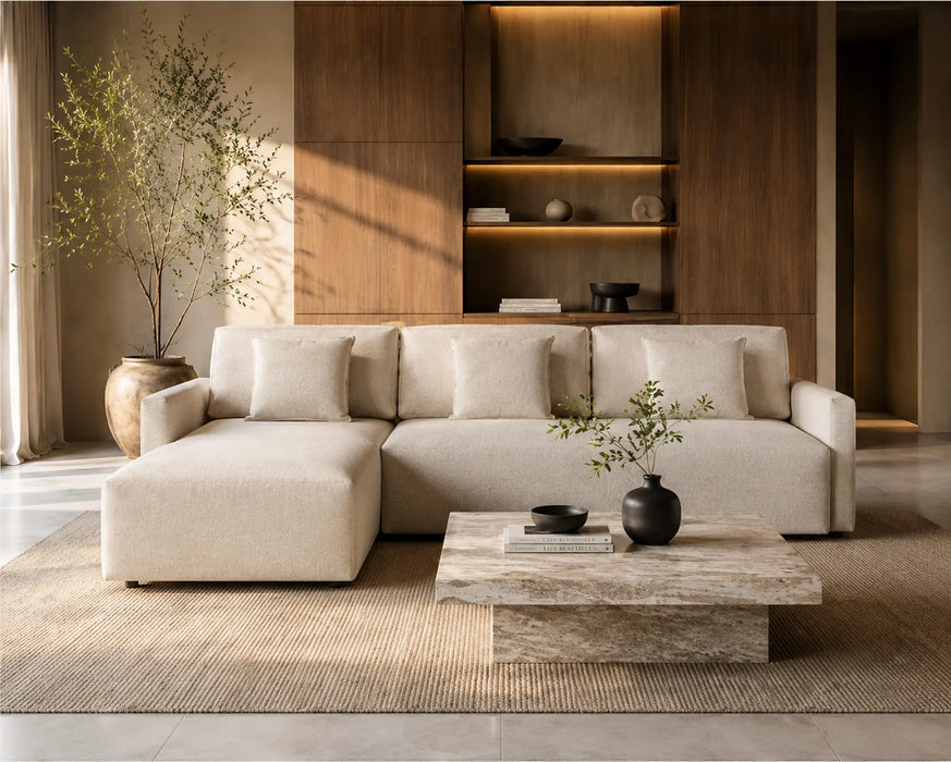 Maison L Shape Sofa Bed Beige Kiana