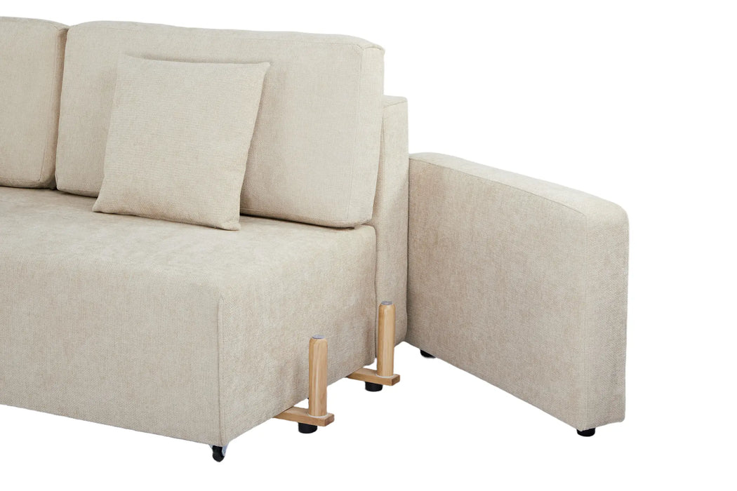 Maison L Shape Sofa Bed Beige Kiana