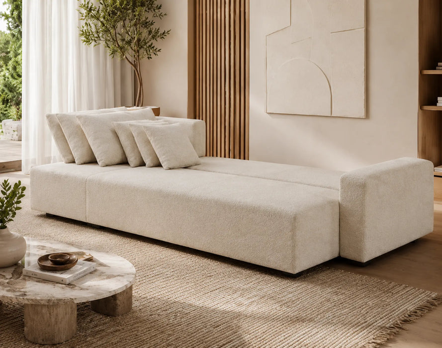 Maison L Shape Sofa Bed Beige Kiana