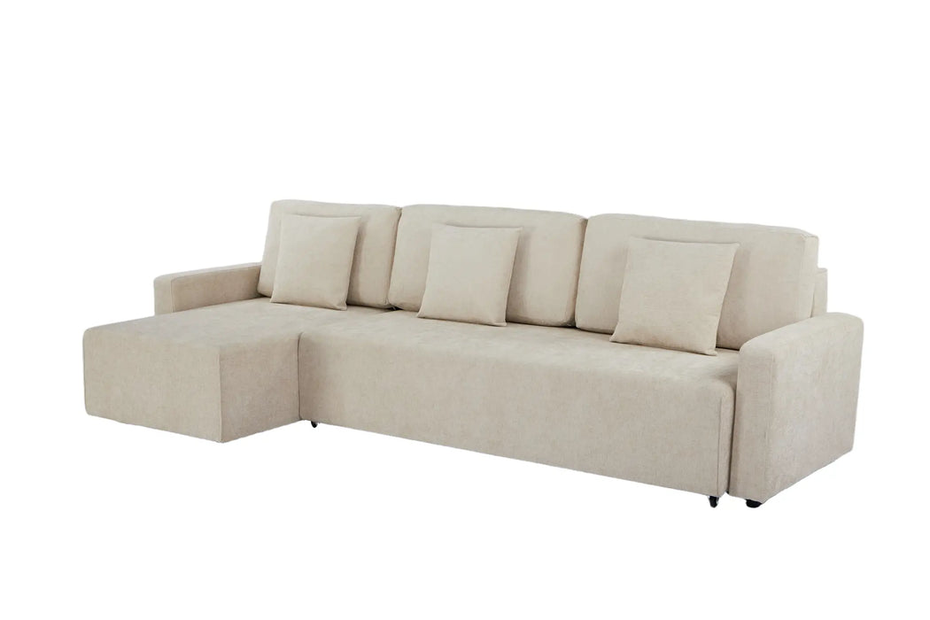 Maison L Shape Sofa Bed Beige Kiana