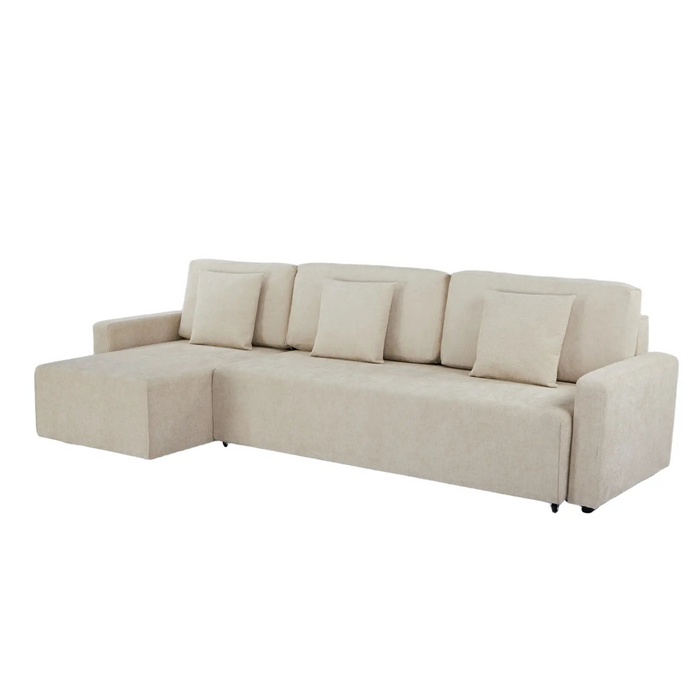 Maison L Shape Sofa Bed Beige Kiana