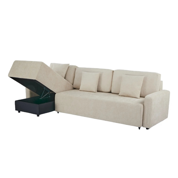 Maison L Shape Sofa Bed Beige Kiana