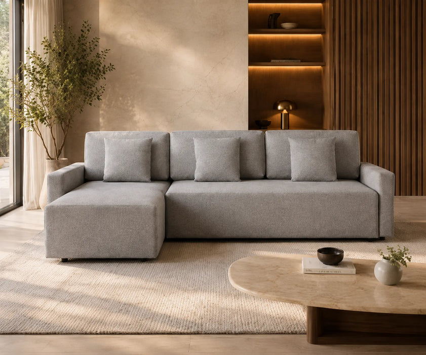 Maison L Shape Sofa Bed Grey Kiana