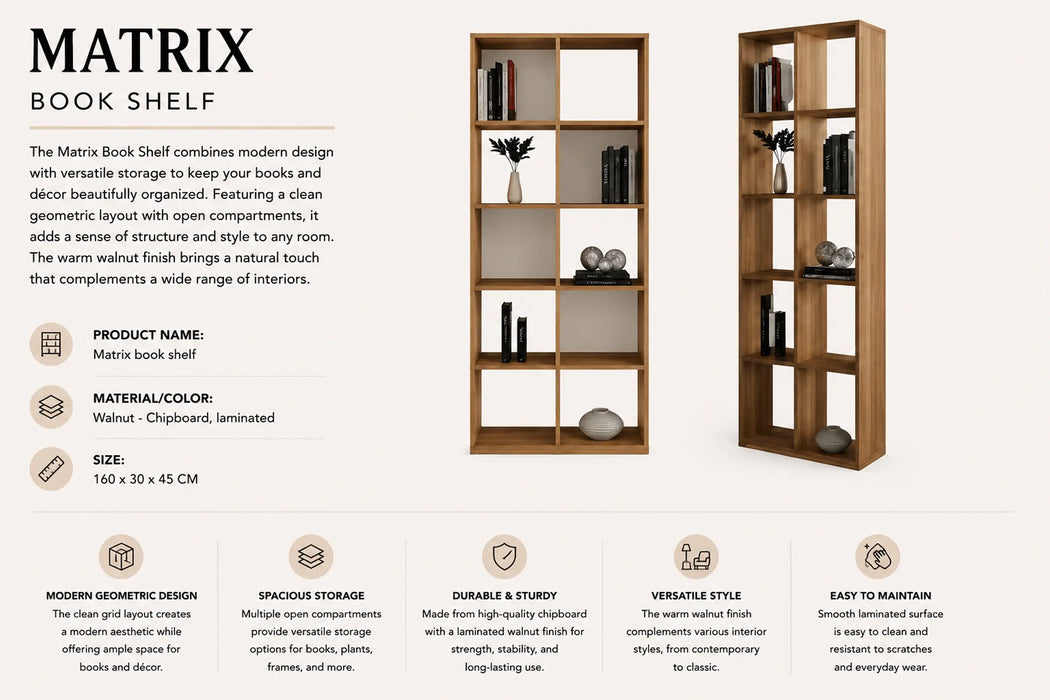 Matrix book shelf Walnut Kiana