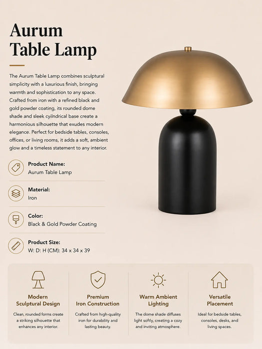 Modern Brass-Dome Table Lamp