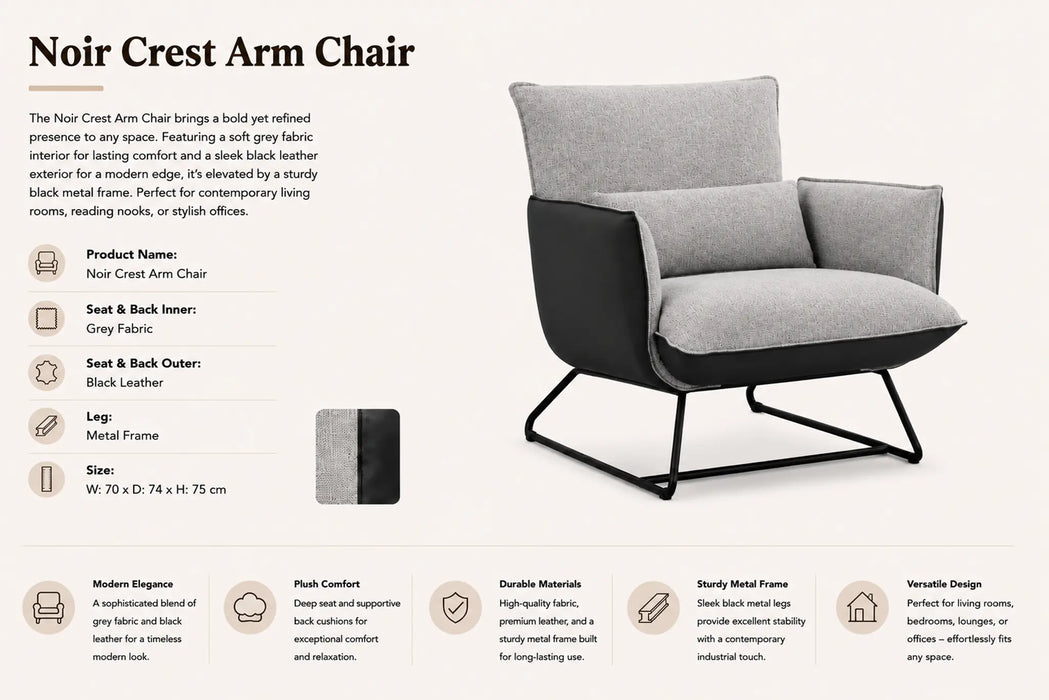 Noir Crest Arm Chair Kiana