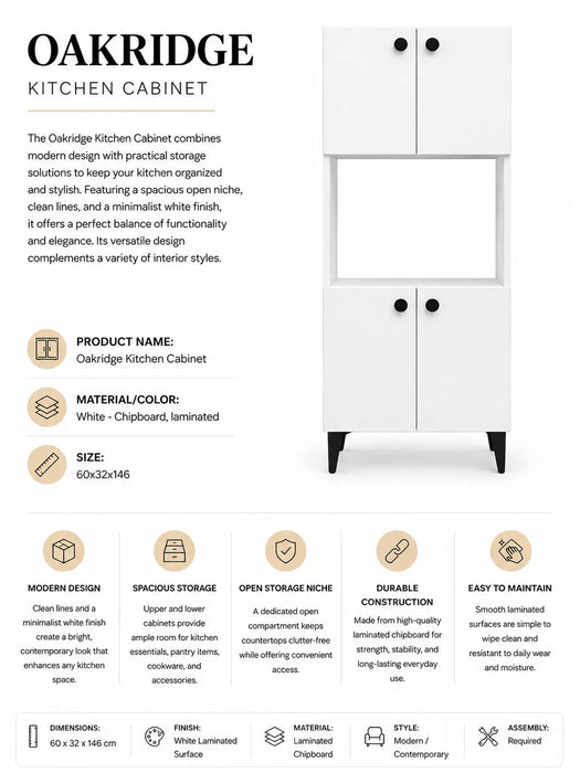 Oakridge Kitchen Cabinet White Kiana