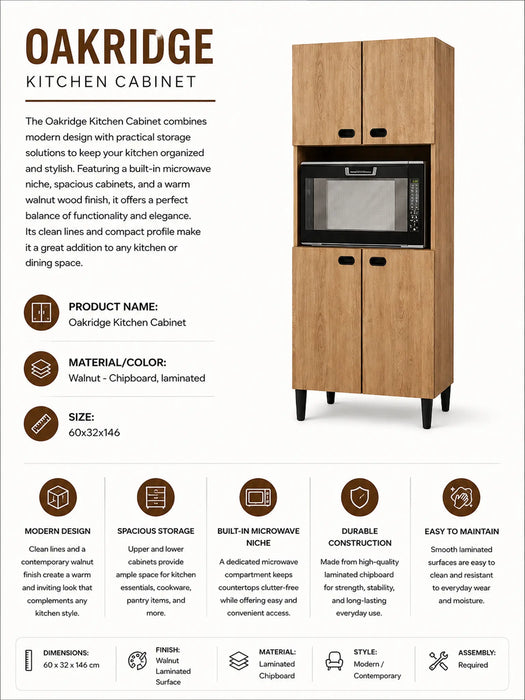 Oakridge Kitchen Cabinet Walnut Kiana