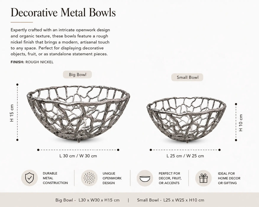 Openwork Decorative Metal Bowl - Silver Kiana