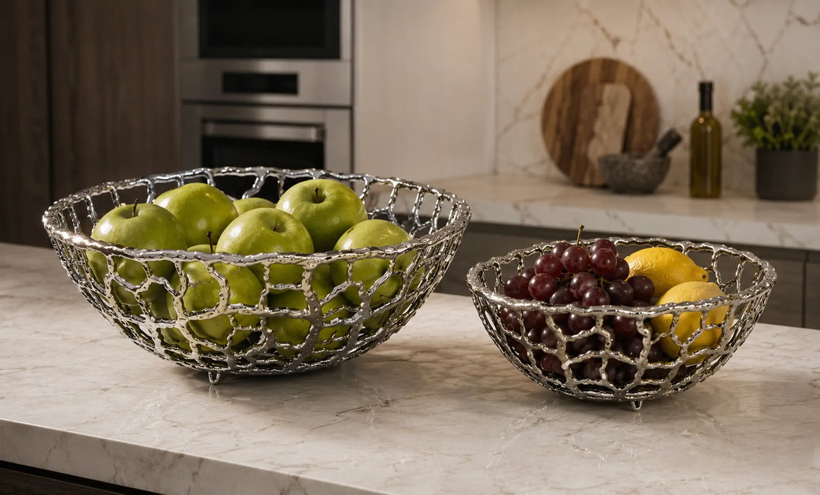 Openwork Decorative Metal Bowl - Silver Kiana