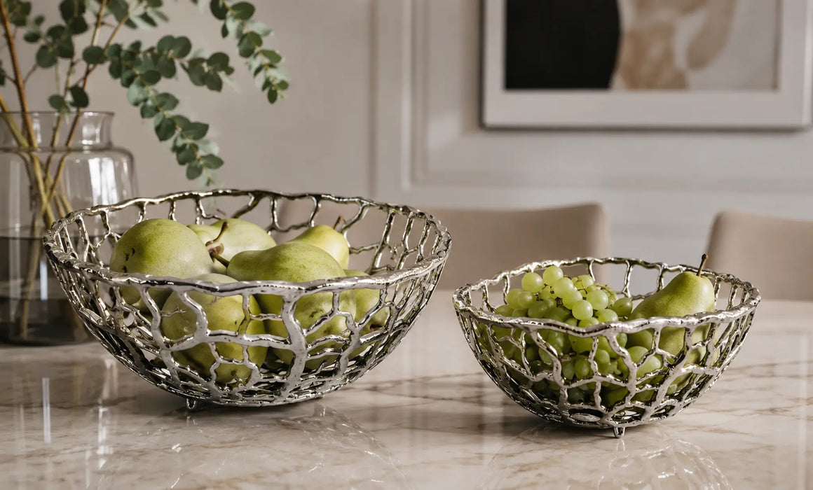 Openwork Decorative Metal Bowl - Silver Kiana