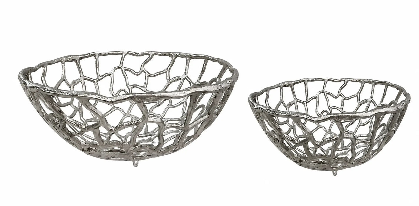 Openwork Decorative Metal Bowl - Silver Kiana