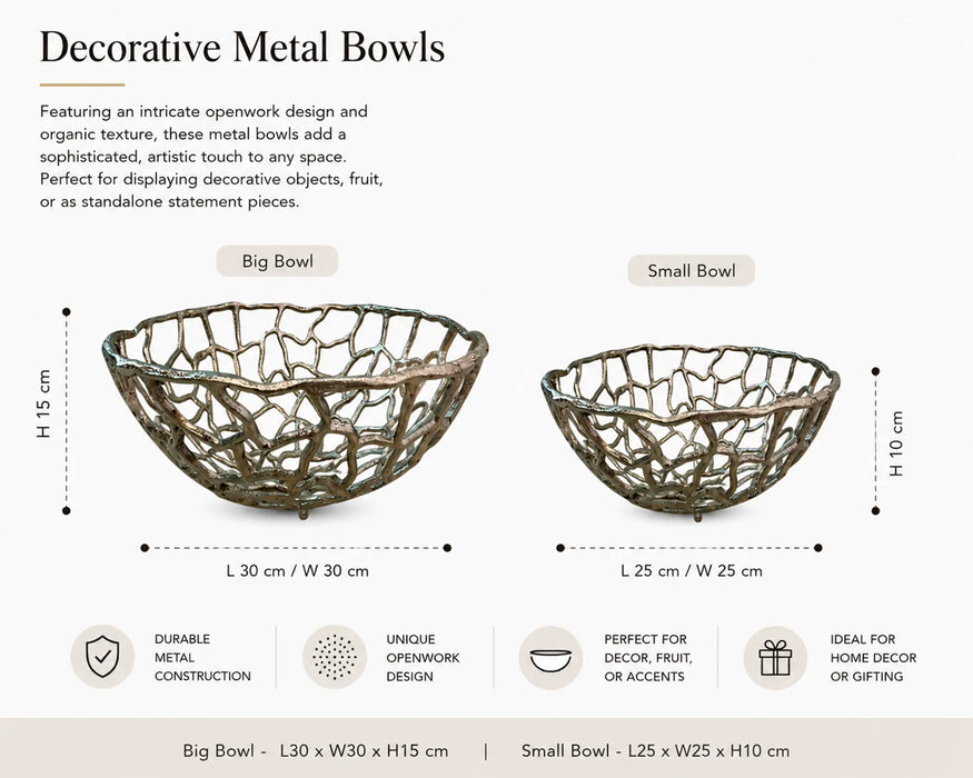 Openwork Decorative Metal Bowl - Brozne Kiana