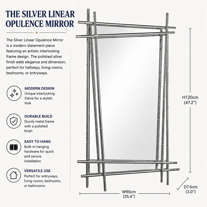 Silver Linear Opulence Frame GridFramed mirror Kiana