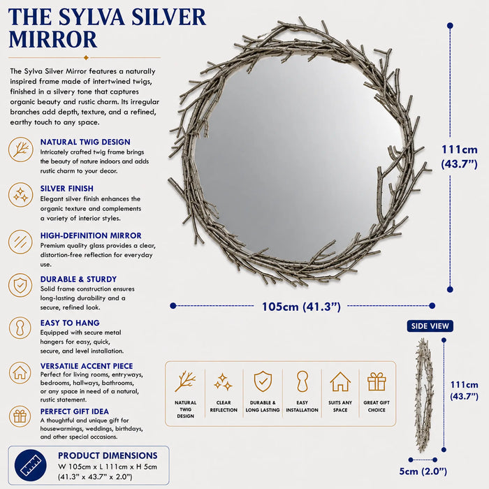 Sylva Silver Framed Mirror Kiana
