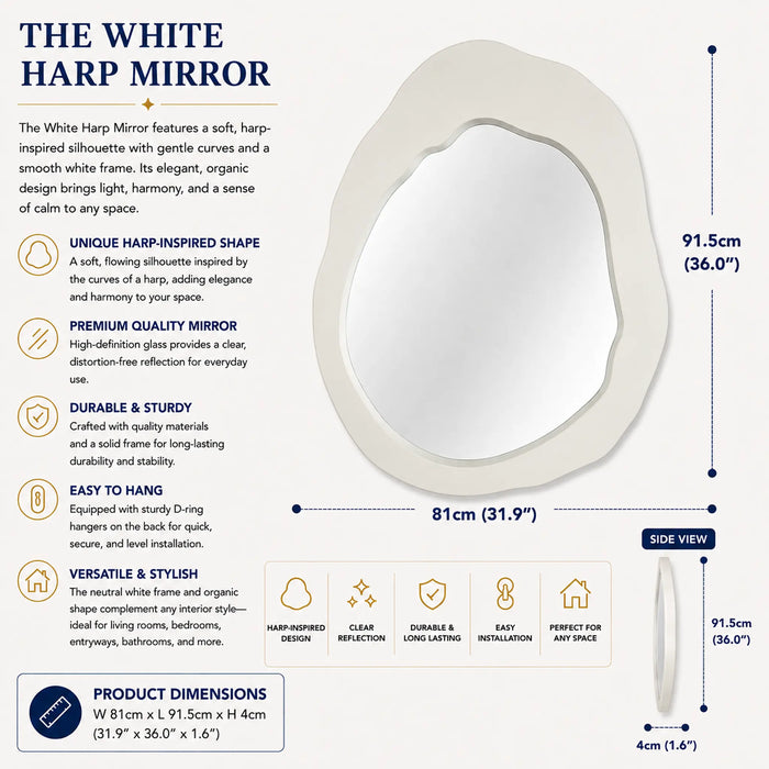 White Harp Framed Mirror Kiana